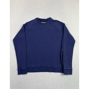 Municipal Sweatshirt Mens Small Blue Waffle Knit Side Zip Pullover Sport Logo